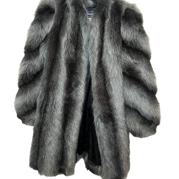 Outlayers Fur Coat Size 8 Black Gray - Picture 2 of 8